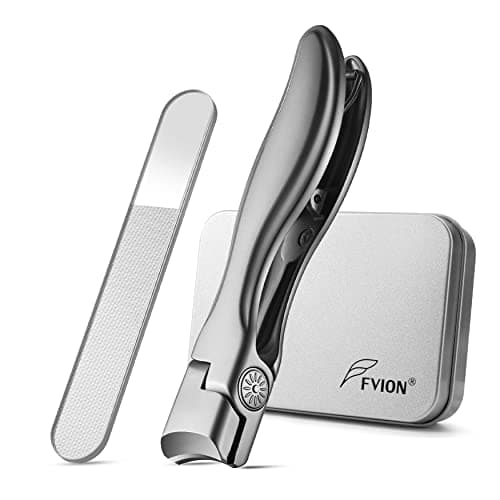 FVION Nail Clippers for Thick Nails, Extra Wide Jaw Opening Large Nail Cutter with File, Heavy Duty Thick Toenail and Fingernail Clippers for Seniors Men Women Adult