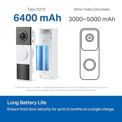 Tapo 2K Wireless Smart Video Doorbell with Chime - 160° Ultra-Wide View,Person Detection, Ring Call, 2-Way Audio, Subscription-Free Local Storage/Optional Cloud, Motion Only Alert, thumbnail 3