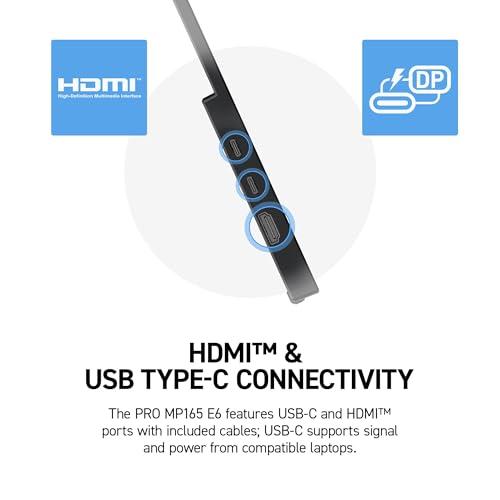 msi Pro MP165 E6 Ultra Slim & Light Portable Monitor,15.6" FHD IPS 1080p, USB Type-C, HDMI, Built-in Speakers, Tripod Mount Support, Perfect for PC, Mac, PS5, PS4, Xbox, Mobile, Me thumbnail 3