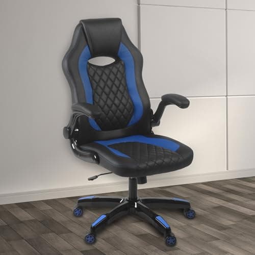 Aon Archeus Ergonomic Gaming Office Chair – High-Back Reclining PC Gaming Seat w/Lumbar Support, Flip-Up Arms & Padded Cushion – Racing-Style Gamer Chair – Black/Blue thumbnail 4