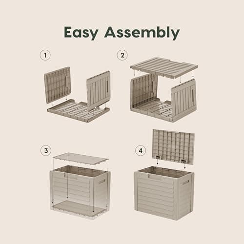 IRIS USA 35 Gallon Outdoor Deck Box, Lockable, Weather-Resistant, Beige thumbnail 2