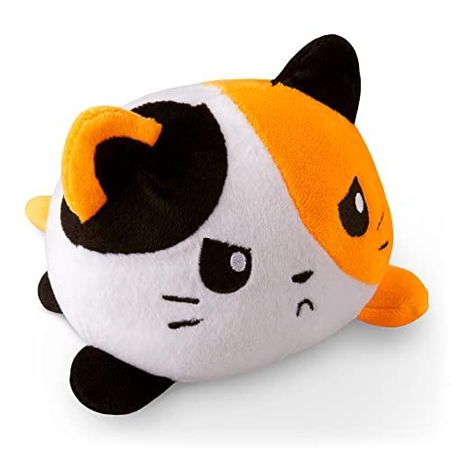 TeeTurtle Reversible Cat Plushie 4-Inch Calico Two-Sided Flip Plush Toy with Embroidered Details - Cute Mini Collectible Plush for Kids, Teens, and Adults