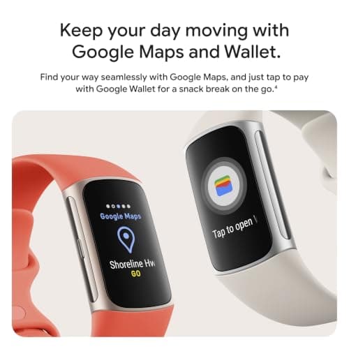 Fitbit Charge 6 Fitness Tracker with Google Apps - Heart Rate on Exercise Equipment - 3-Month Google Health Premium Membership Included - Health Tools - Gold/Coral - Small&Large Ba thumbnail 12