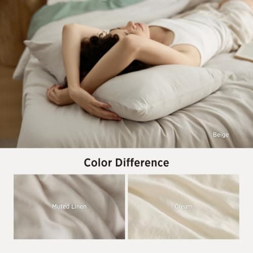 Miniatura de Juego de Edredón Bedsure Queen Suave Pre-lavado 3 Piezas Beige 90"x90" 6