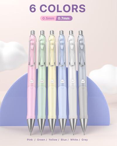 Four Candies Pastel Mechanical Pencil Set,6PCS Cute Mechanical Pencils with 432PCS 0.5 & 0.7 mm HB/2B Leads, 3PCS Erasers, 9PCS Eraser Refills,School Supplies for Writing, Drawing 