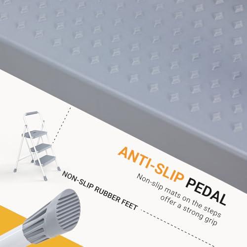 Escalera Plegable NEWBULIG de 3 Peldaños: Segura y Portátil