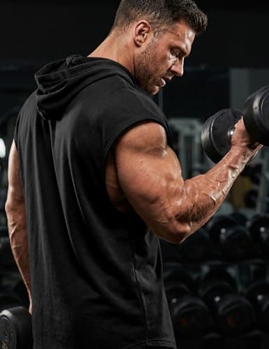 JMIERR Men's Sleeveless Drawstring Hooded Tank Tops Muscle T-Shirt - Casual Spring Summer Fitted Cotton Hoodies Sweatshirts Tee Shirt for Gym Workout Daily Wear, M, Black thumbnail 5