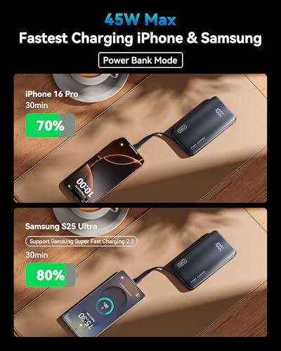 Miniatura de Cargador Portátil INIU 3 en 1: 45W, 10000mAh con Cable USB-C y Enchufe Plegable 3