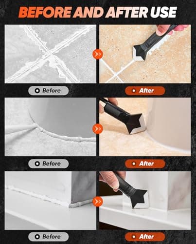 Saker Silicone Caulking Tool 3-in-1 Grout Removal Tool and Sealant Finishing Scraper with Stainless Steelhead, Caulk Remover and Seam Repair Kit for Bathroom, Kitchen, Floor, Windo