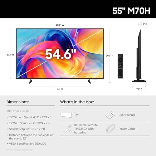 Miniatura de Smart TV Samsung de 55" Serie M70H, Mini LED 4K, Modelo 2026 2