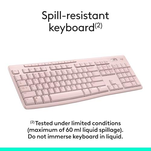 Logitech MK270 Wireless Keyboard and Mouse Combo for Windows, 2.4 GHz, 8 Multimedia Keys, PC, Laptop, Wireless Keyboard Compact Mouse Combo - Rose