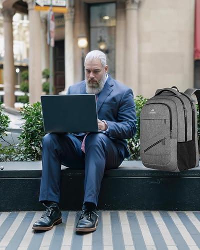 MATEIN Travel Laptop Backpack, 17 Inch Work TSA Approved Carry on Backpack, Large Computer Business Bag for Men Women with Trolley Sleeve and Anti Theft Pocket, College School Ruck thumbnail 9