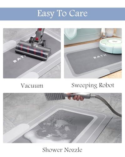 MontVoo-Bath Mat-Bathroom Mat Rug Non Slip Super Absorbent Stain Resistant Quick Dry Thin Bath Rug-Bath Mats for Bathroom Floor Bathtub Vanity-Bathmat Bath Rug Easy Care-17"x27" Gr thumbnail 7