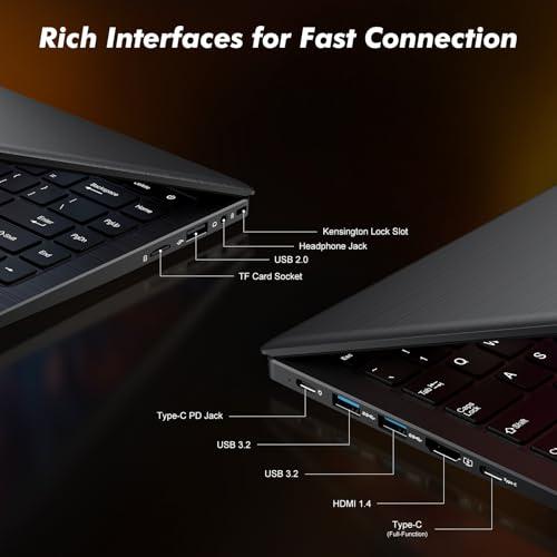 SHBIV Laptop Computer with Gold 6500Y (Beat N5095, Up to 3.4GHz), Laptop with 16GB RAM 256GB SSD, 14-Inch FHD IPS Display, Bluetooth, WiFi, HDMI, Type-C, 38WH Battery, Thin & Porta