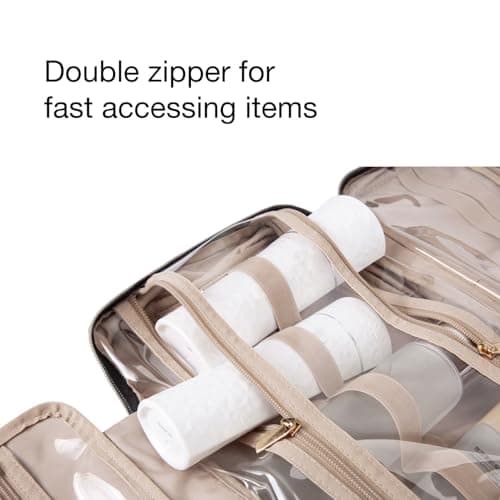 BAGSMART Large Toiletry Bag Travel Bag with Hanging Hook, Water-resistant Makeup Cosmetic Bag Travel Organizer for Accessories, Shampoo, Full Sized Container, Toiletries thumbnail 5