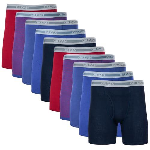 Bóxers Gildan para Hombre, Paquete de 10, Colores Surtidos, Largo Clásico, Talla Grande