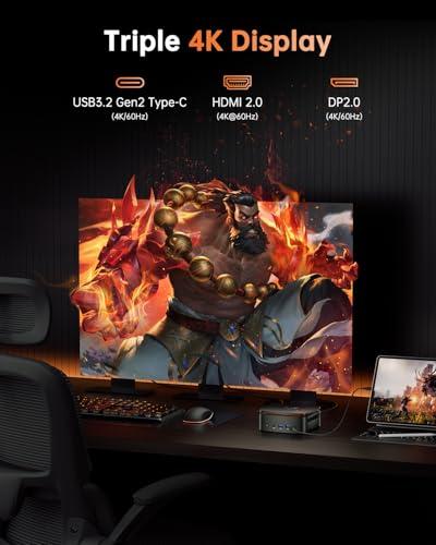 KAMRUI Mini Gaming PC, Hyper H1 11 Pro AMD Ryzen 7 6800H (8C/16T,up to 4.7GHz) Mini PC, 32GB DDR5 4800MHz 512GB SSD,Mini Desktop Computers Radeon 680M Triple 4K Display/2.5G LAN/Wi