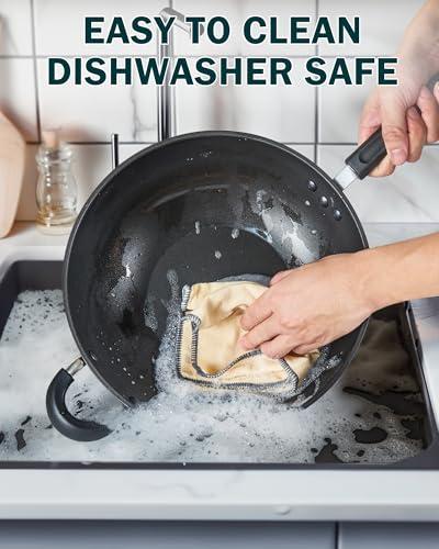 Wok Antiadherente Cook N Home Anodizado Duro 12'' con Tapa