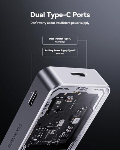 DOCKCASE Explorer Edition M.2 NVMe SSD Enclosure,Support 10s PLP Prevents Write Data Loss,USB 3.2 Gen 2 Type-C (10 Gbps), fits NVMe PCIe,Size 2230/2242/2260/2280,Support M-Key B+M  thumbnail 4