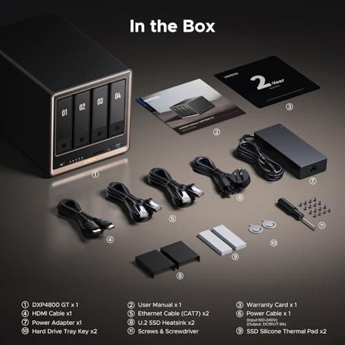 NAS UGREEN DXP4800 GT 4 Bahías - Almacenamiento de Red, AMD R2514, 8GB RAM, 10GbE, NVMe, HDMI 4K