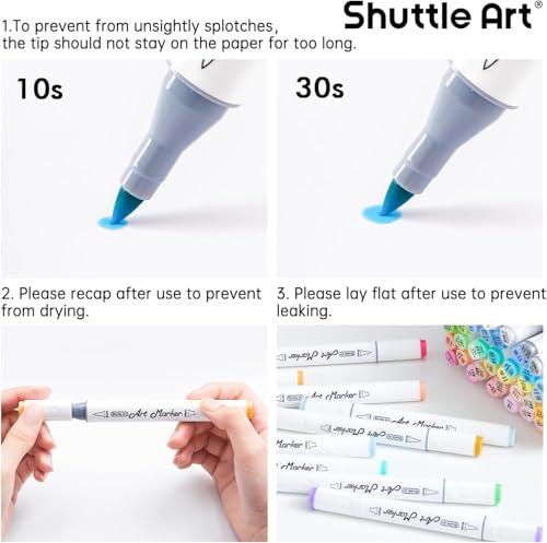Shuttle Art Pastel Alcohol Markers Brush tip, Dual Tip Brush & Chisel Tip Art Marker Set, 50 Colors plus 1 Blender Marker Pens with Case Perfect for Illustration Students Adults Co