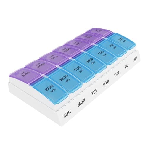 EZY DOSE: Organizador Semanal de Pastillas AM/PM con Pop-Outs