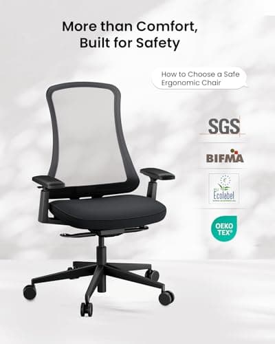 ProtoArc Ergonomic Office Chair – Flexer Mesh Couputer Chair for Women, Foam Sliding Seat, 125° Recline, Home Desk Chairs for Small Spaces, Stylish & Comfortable – Black thumbnail 8
