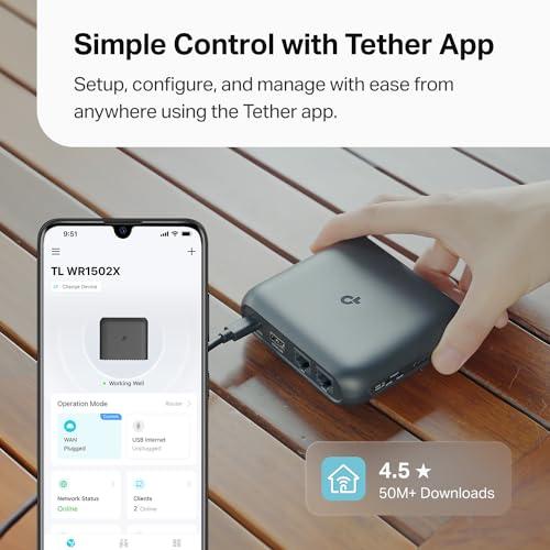 TP-Link Router de Viaje Wi-Fi 6 AX1500 Ultra-Portátil TL-WR1502X | Comparte WiFi Fácil | USB-C