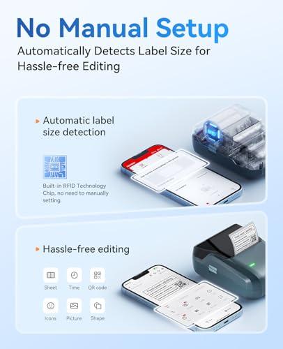 NIIMBOT B1 Label Maker Machine, Thermal Label Printer Easy to Use for Office, Home, Business, Came with 1 Roll White Label(Blue)