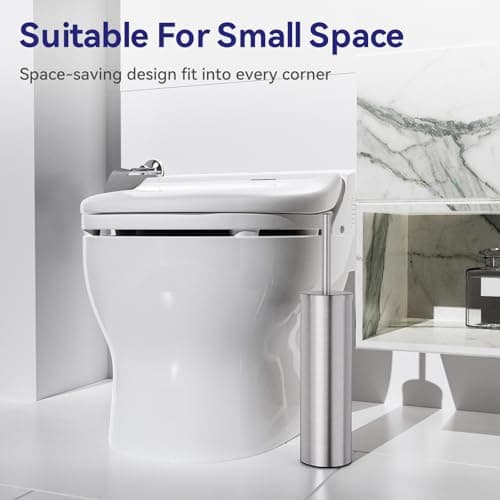 Cepillo y Soporte DOWRY para Inodoro de Acero Inoxidable 304 Plata | Limpieza Profunda con Mango Largo y 2 Cabezales
