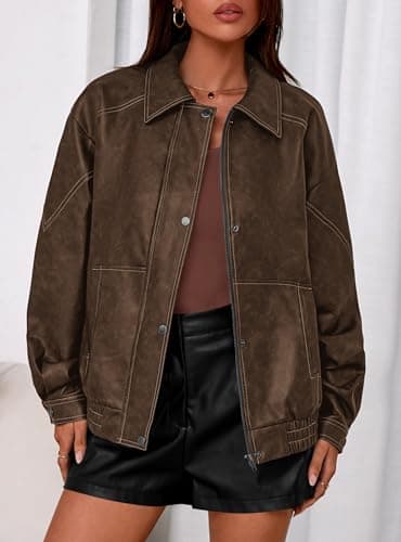 PRETTYGARDEN Womens Oversized Faux Leather Jacket Fall Winter Outfits thumbnail 8