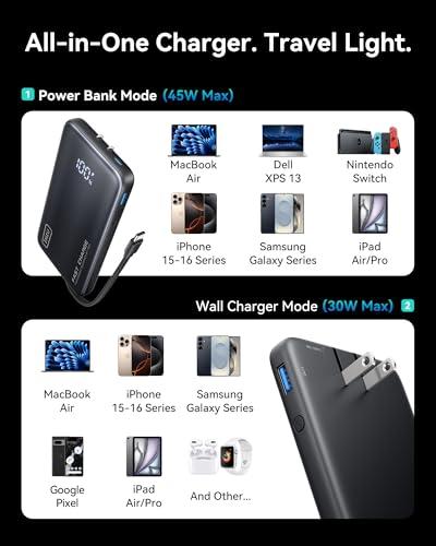 Miniatura de Cargador Portátil INIU 3 en 1: 45W, 10000mAh con Cable USB-C y Enchufe Plegable 6
