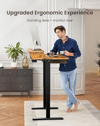 ErGear 55 X 30 Inch Electric Standing Desk with 4 Drawers, Height Adjustable Desk with Storage, C-Clamp Mount Compatible, Home Office Table with Cable Management Tray, Vintage Brow thumbnail 5