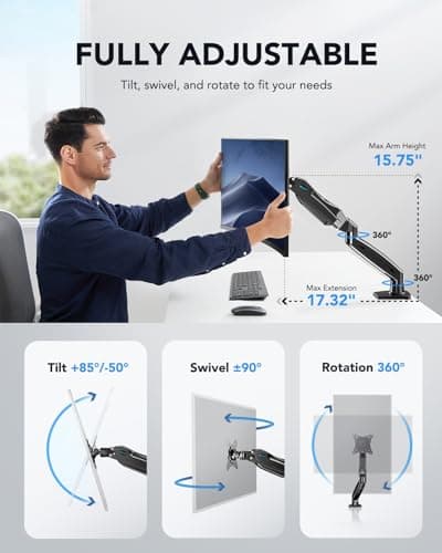 Miniatura de Soporte HUANUO FlowLift™ para 1 Monitor (13-32"), Brazo Ajustable VESA con Base Dual 4