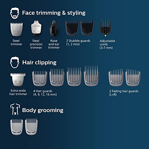 Philips Norelco Multigroom 5000 Series, All-in-One Trimmer and Hair Clipper, 18-Piece Men's Grooming Kit for Beard, Face, Hair, Body and Intimate Areas, No Blade Oil Needed, Model 