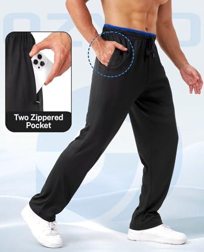 OZYJD Mens Sweatpants with Zipper Pockets 5 Pack Mens Joggers for Men Open Bottom Mesh Athletic Pants for Workout,Running