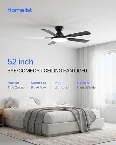 Miniatura de Ventilador de Techo Homelist 52" con Luz LED, Bajo Perfil, Silencioso y Control Remoto 2