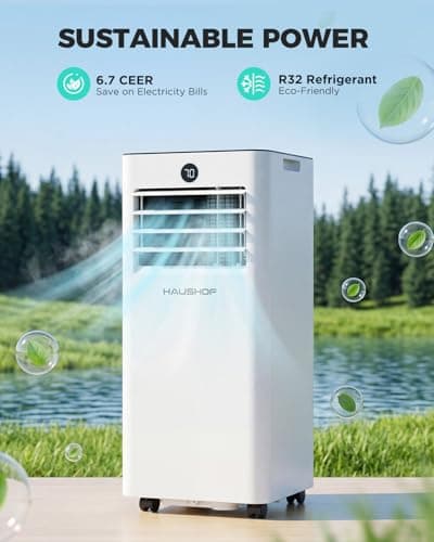 HAUSHOF Portable Air Conditioner, 10000 BTU Portable AC Unit with Cool, Fan, Dry & Sleep Mode for Rooms up to 450 sq.ft, Remote Control, 24H Timer, Window Kit & Exhaust Hose Sleeve thumbnail 9