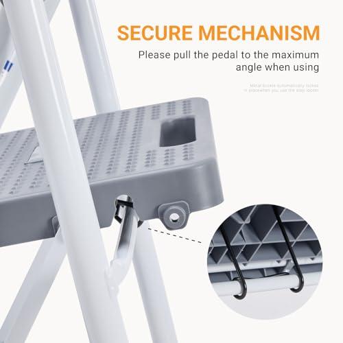 Escalera Plegable NEWBULIG de 3 Peldaños: Segura y Portátil