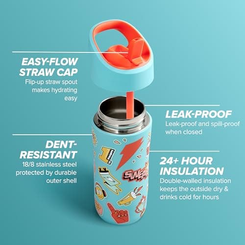 Gatorade Kids' Rookie Metal Water Bottle, 12oz, Stainless Steel Bottle, Double-Wall Insulation, Vacuum Insulated, Thermo Mug