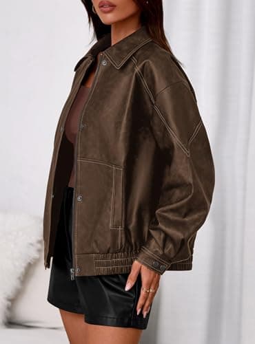PRETTYGARDEN Womens Oversized Faux Leather Jacket Fall Winter Outfits thumbnail 3