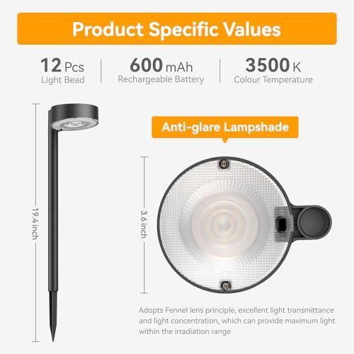 Ahaorigin 8 Pack Solar Pathway Lights Outdoor, 12 Brighter LED Solar Lights Outdoor Waterproof, Up to 12 Hrs Modern Path Light for Yard Garden Walkway Driveway Lawn (8 Pack) thumbnail 5