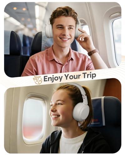 acer Wireless Bluetooth Headphones, 70 Hours Playtime, Foldable Over-Ear Headphones with 40mm Drivers, Memory Foam Earpads, Multipoint Bluetooth 6.0 for Travel, Home, Office, White thumbnail 6