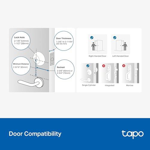 Tapo Smart Wi-Fi Deadbolt Door Lock - Fingerprint Recognition, Keyless Tactile Buttons & in-App Monitoring, Auto-Lock, IP54, BHMA Certified, Compatible with Standard Door Sizes, Ta thumbnail 9