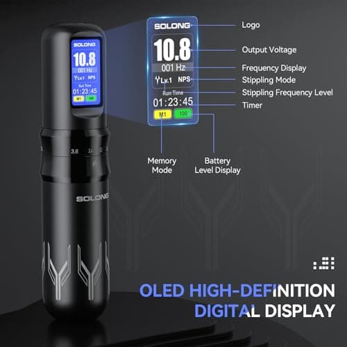 Tattoo Gun,Complete Tattoo Kit with 7 Stroke Lengths,Powerful Battery with Color Wallpaper Guide Wireless Tattoo Gun Kit,Practice Skin,Transfer Paper for Beginners SL-TKE200A-1-USA thumbnail 5