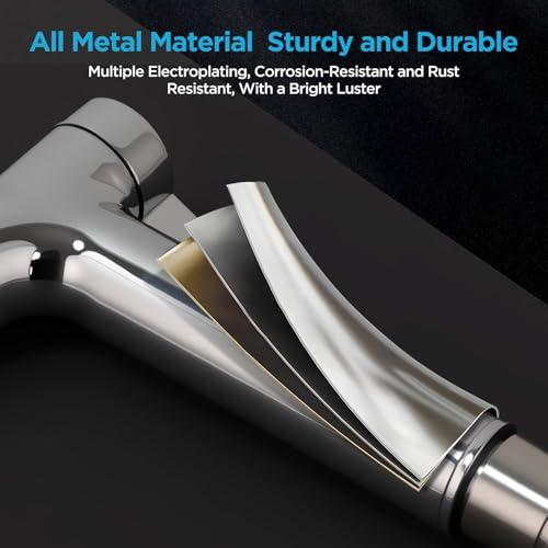 Handheld Bidet Sprayer for Toilet, Adjustable Pressure Feminine Wash - Stainless Steel Easy Install Hand Held Shattaf Spray Hose with Shut-Off Valve, Perfect as Diaper Sprayer, Pos thumbnail 4