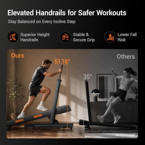 40% (15°) Incline Walking Pad Treadmills for Home, Elevated Dual Handle Bar thumbnail 3