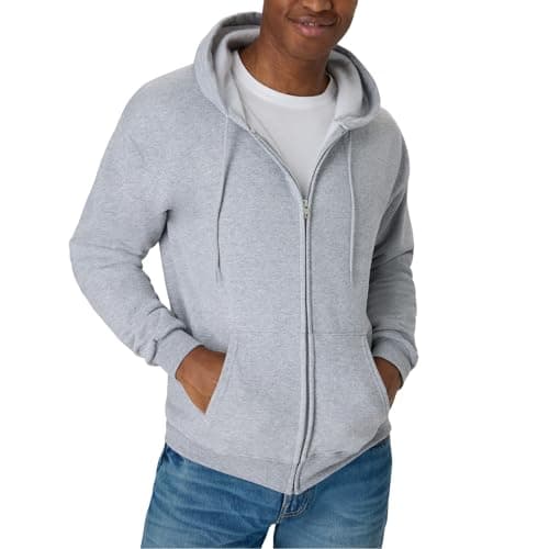 Hanes Men's Full-Zip Eco-Smart Hoodie, Light Steel, X-Large