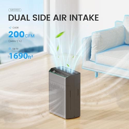 Miniatura de MERONTE Air Purifiers for Smoke Large Room, Cover Up to 1690 Sq Ft,Charcoal 2