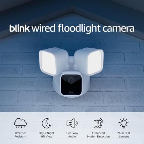 Blink Wired Floodlight Camera, Smart security camera, 2600 lumens, HD live view, enhanced motion detection, built-in siren, Works with Alexa, 1 camera (White) thumbnail 2